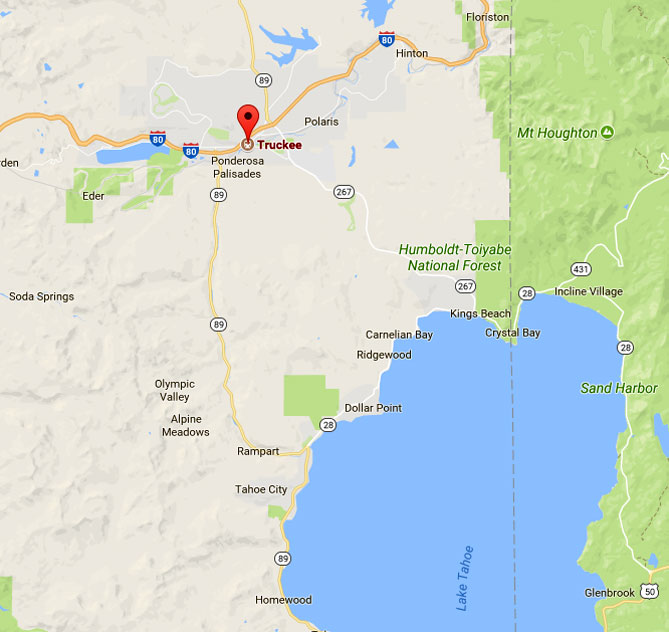 Map of NW Lake Tahoe area serviced by Truckee Roofing Map of NW Lake Tahoe area serviced by Truckee Roofing
